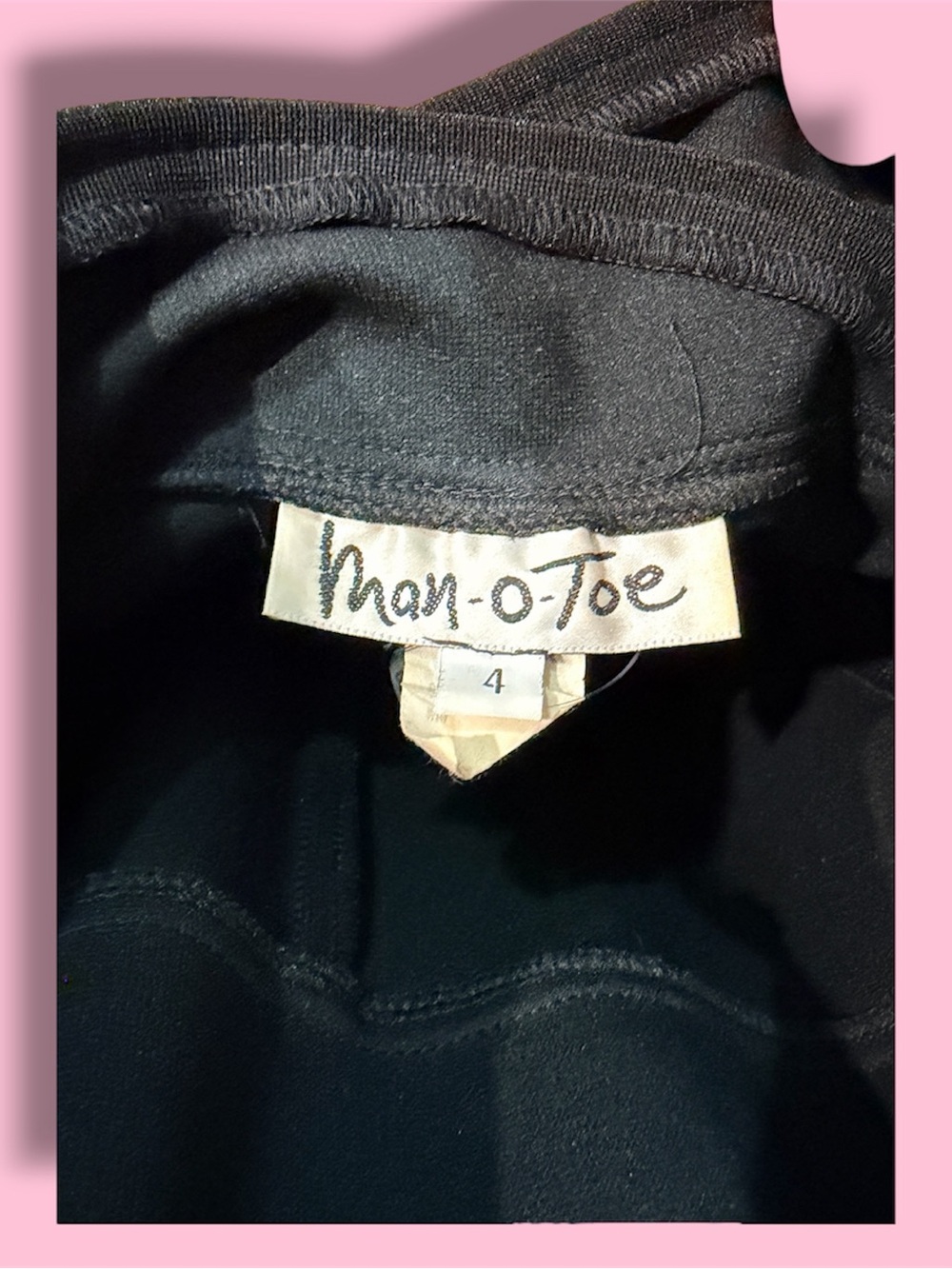 Man-o-Toe 90’s Black Sleeveless V-Neck Jumpsuit #36 - Picture 4 of 4